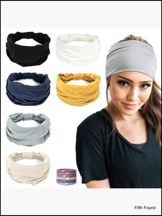 6 Pack Wide Headbands Non Slip Soft Elastic Yoga Running Sports Workout Gym main image 4